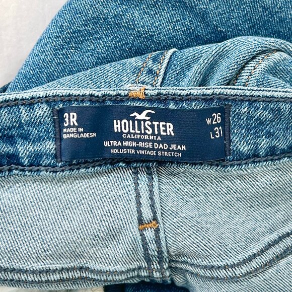 Hollister Ultra High Rise Medium Wash Stretch Straight Leg Dad Jeans Size 3R - Picture 11 of 12